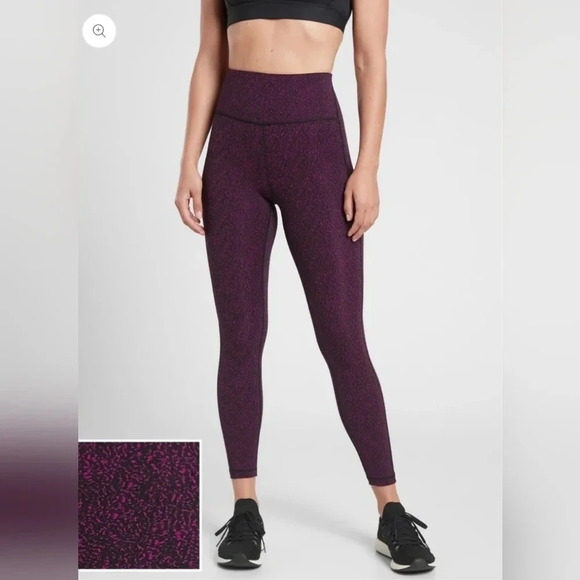 Athleta Ultimate Stash Textured‎ 7/8 Tight size XS Black Purple Performance - Picture 9 of 10